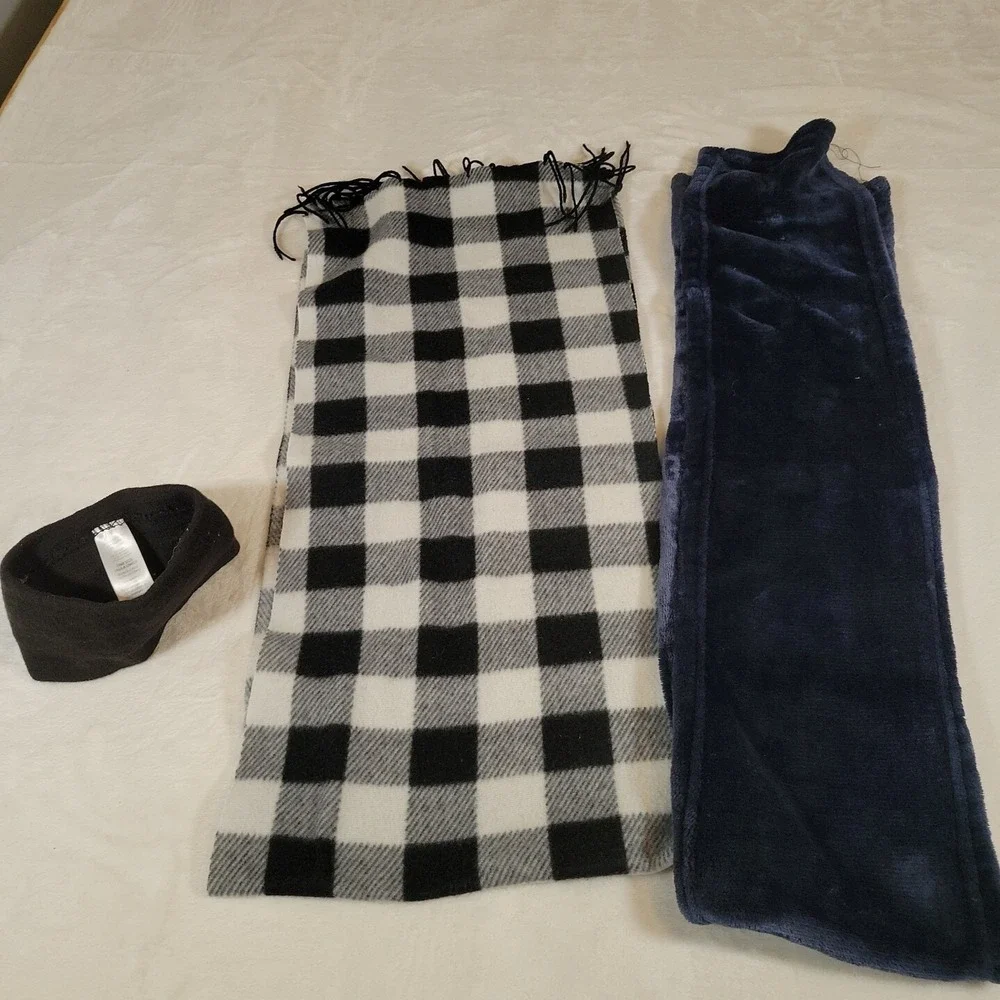 Men Women Scarves Super Soft Luxurious Winter Scarves 1 Plaid & 1 Blue Scarf